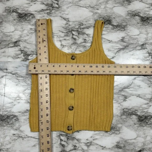 American Eagle Sleeveless Mustard Top Women's Size Small Pullover Knit - Picture 5 of 7